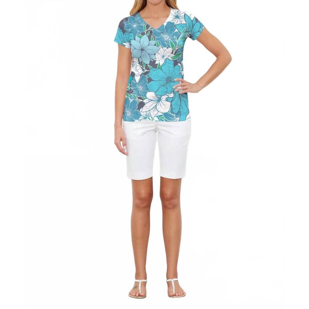 NEW WHIMSY ROSE signature cap sleeve shirt in navy